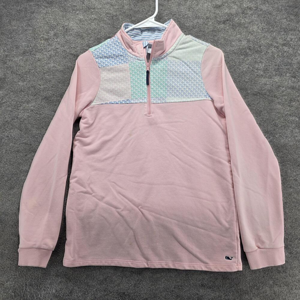 Vineyard Vines Pullover Girls XL 14/16 Pink Colorblock Logo Lightweight